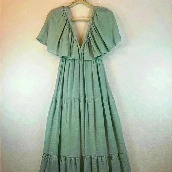 Lalavon Dress Green Women’s Size Small Tiered Maxi Rayon Blend - Picture 3 of 9
